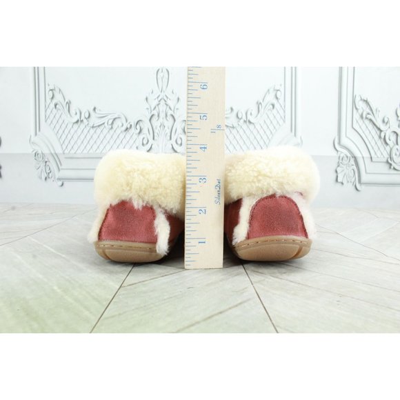 LL Bean Women's Pink Suede Wicked Good Shearling Lined Moccasin Slippers 8 M - Picture 8 of 10